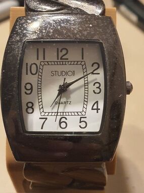 🦋10/$20🦋 Studio Time Black/White Stainless Steel Women's Cuff Watch